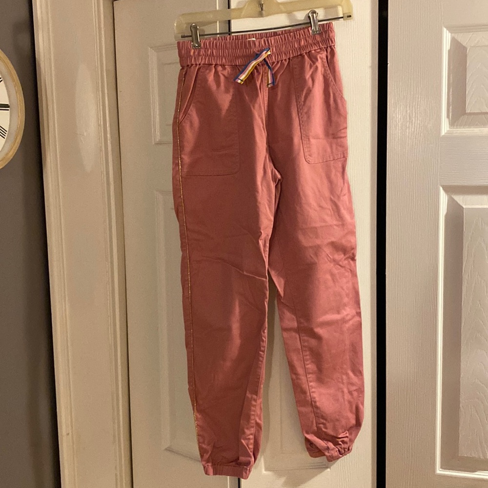 Mini Boden Sparkle Side Stripe Twill Joggers